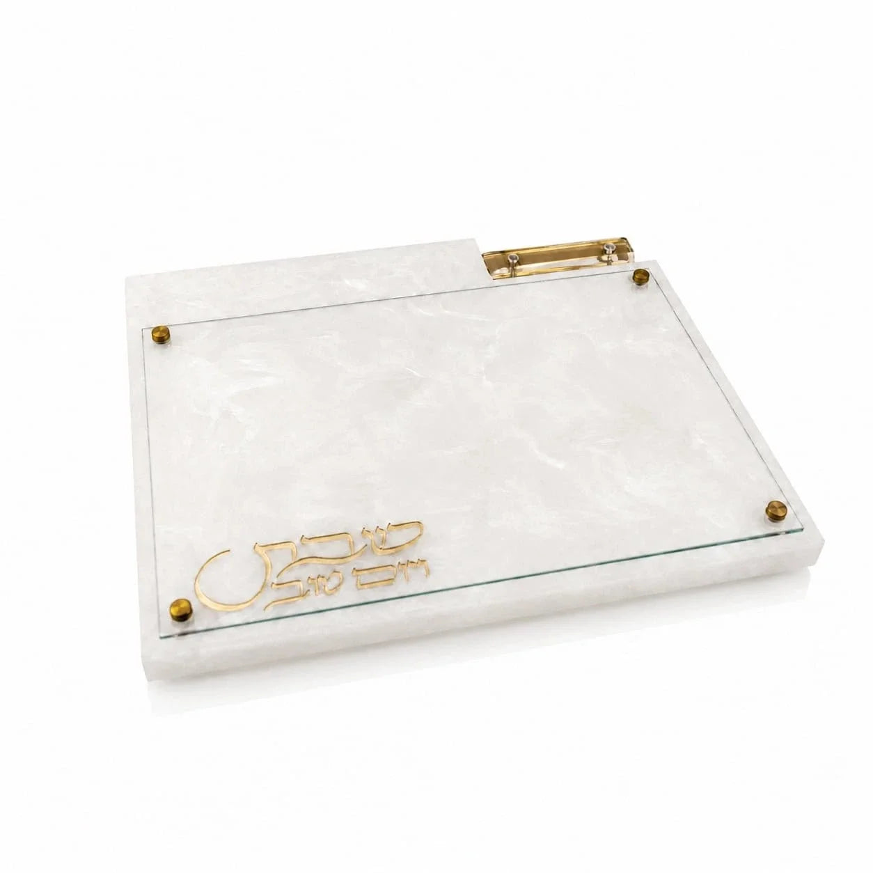 Marble Resin Challah Board with Knife Slot | Shabbos & Yom tov Judaica for the Shabbat table