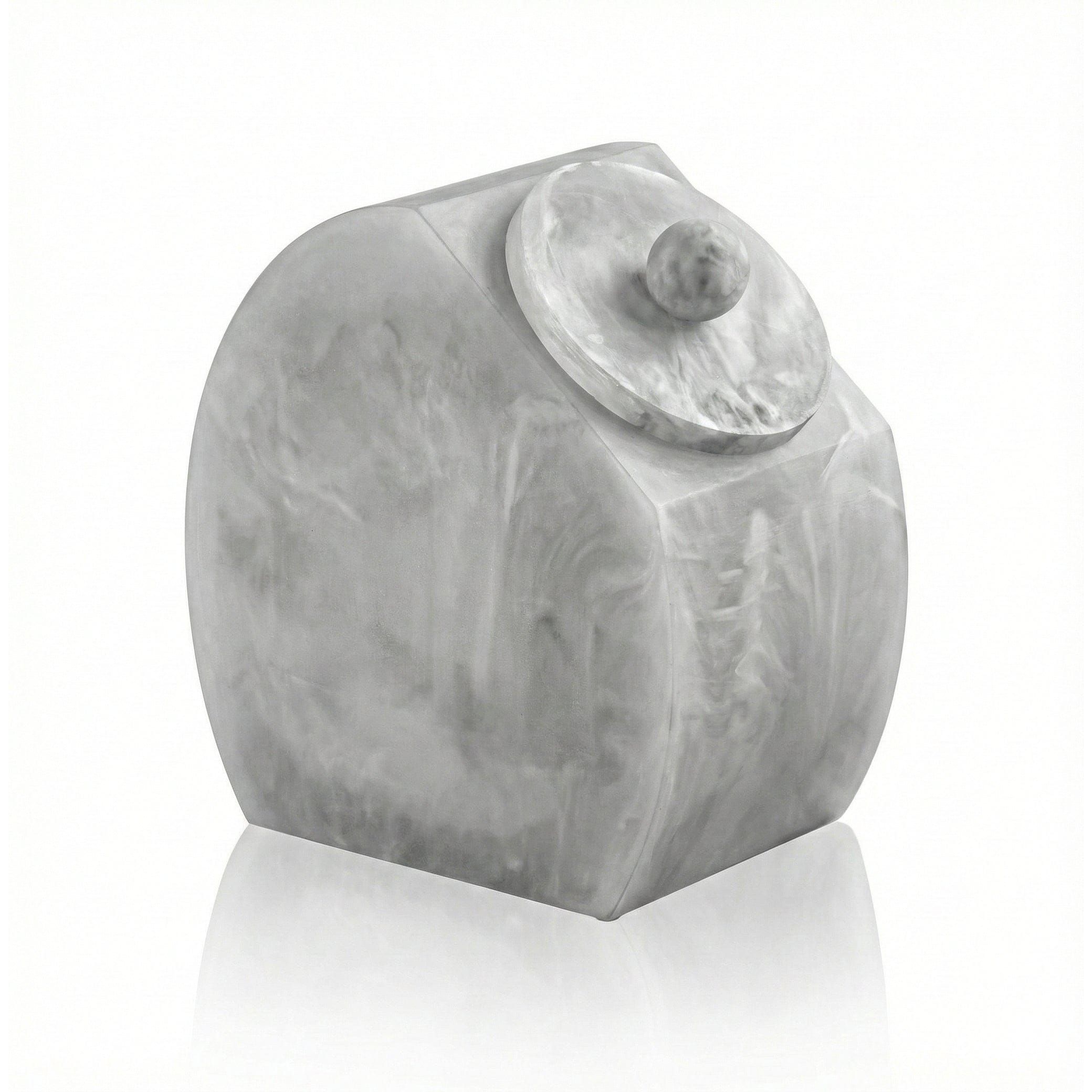 Gray marbled resin cookie jar with lid for kitchen storage – Waterdale Collection
