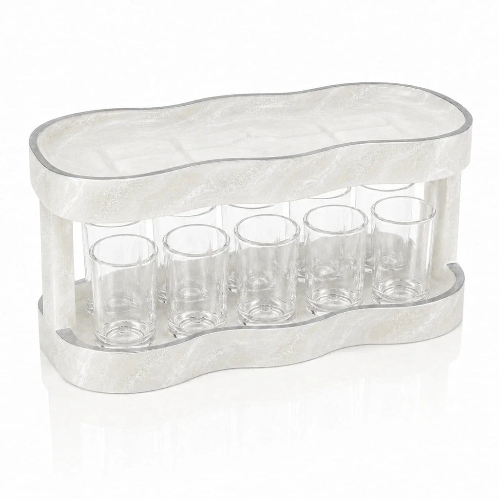 Silver Resin Curved Kiddush Cup Fountain | Elegant Tableware