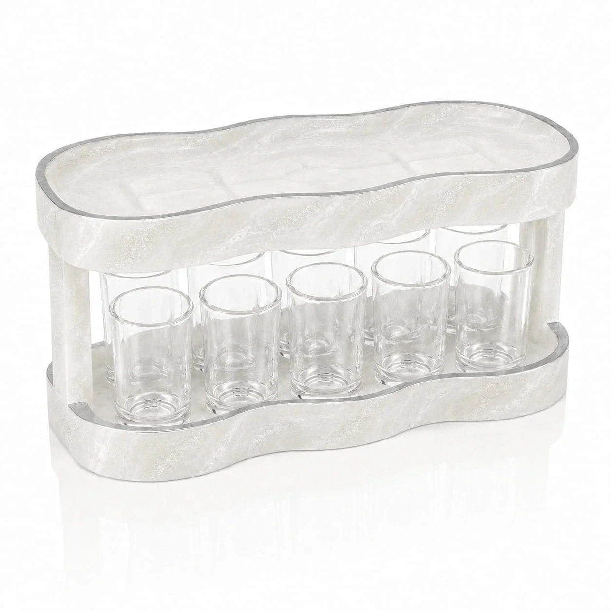 Silver Resin Curved Kiddush Cup Fountain | Elegant Tableware