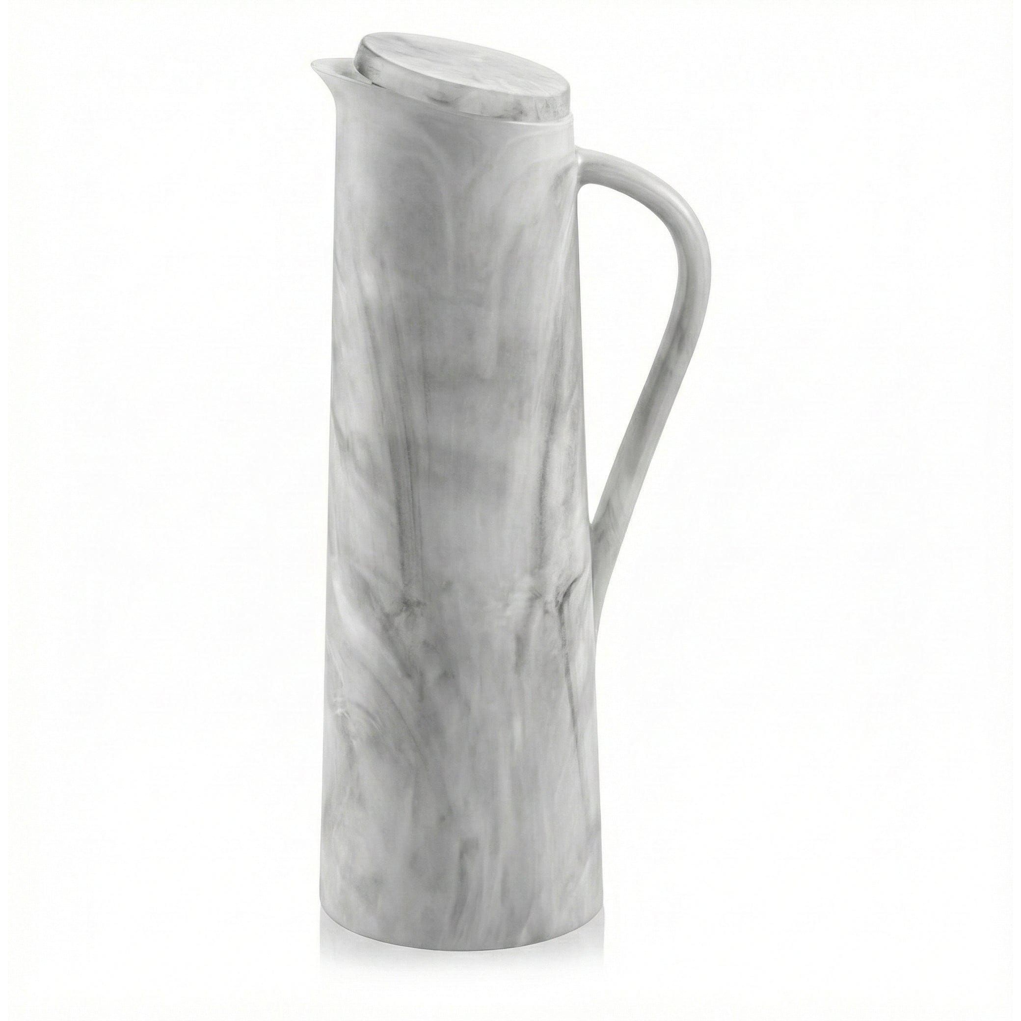 Gray marble-style resin pitcher with lid – Waterdale Collection