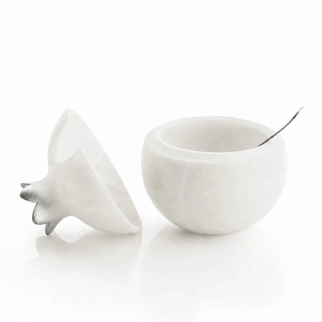 Silver pomegranate honey dish in premium resin for Yom Tov table decor