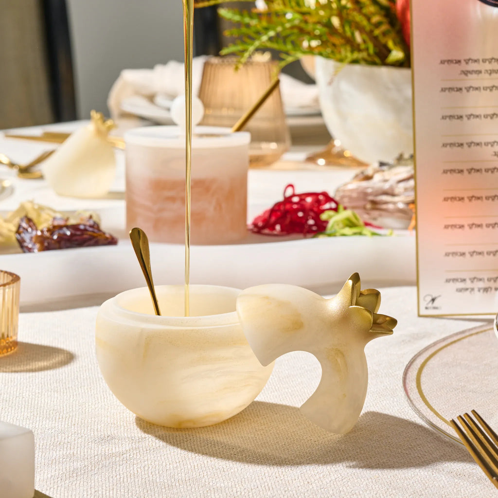 Gold pomegranate honey dish in premium resin for the Jewish New Year