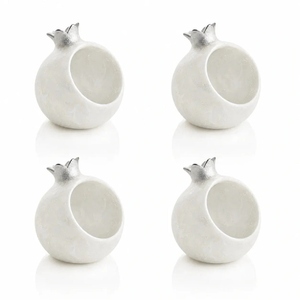 Silver resin pomegranate honey dishes, set of 4, for the Jewish New Year