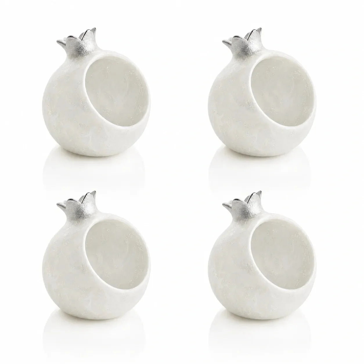 Silver resin pomegranate honey dishes, set of 4, for the Jewish New Year