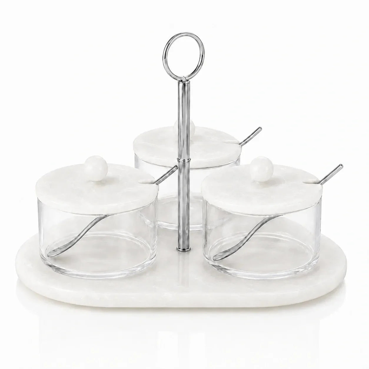 Luxury Resin Rotating Dip Bowl Set | Silver Elegant Serving Bowls