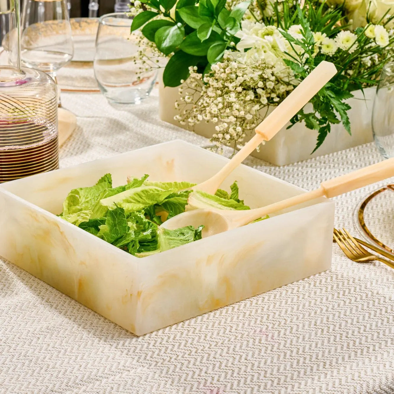 Resin Square Salad Bowl Set - Waterdale Collection