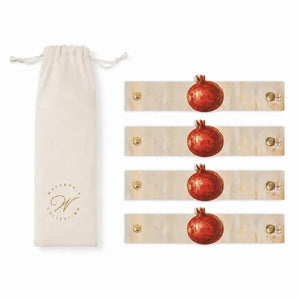 Rosh Hashanah Leather Painted Pomegranate Napkin Wraps
