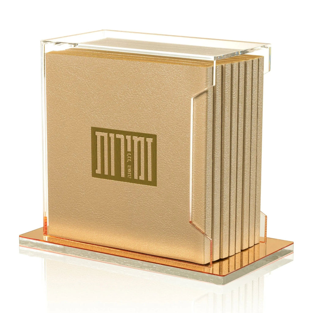 Square Softcover Leather & Lucite Zemiros Bencher Set - Waterdale Collection