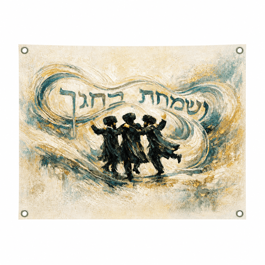 Taupe Visamachta Bchagecha Vinyl Print Sukkah Decoration painted by batya