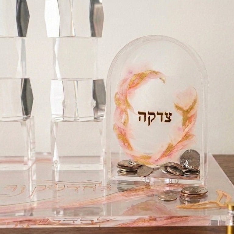 Watercolor Flowers Tzedakah Box  |  Luxury Judaica 