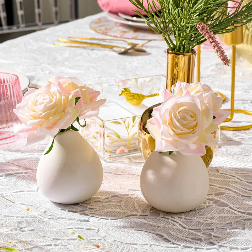 White Faux Floral Teardrop Vase - Waterdale Collection