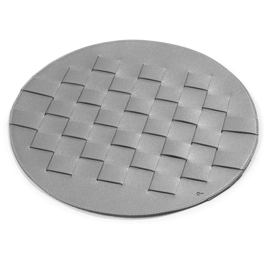 Woven Leather Round Chargers - Silver