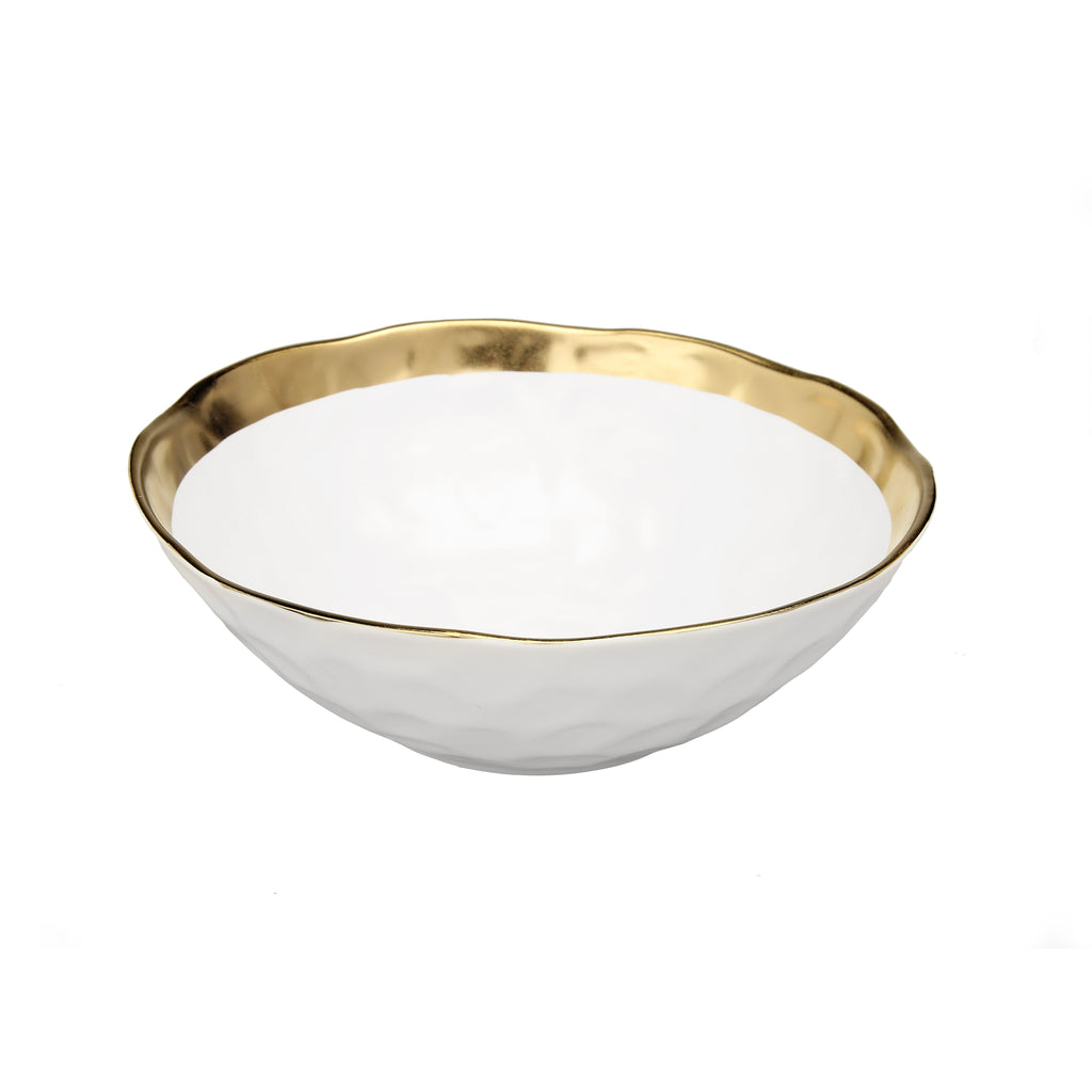 White Porcelain Bowl with Gold Rim