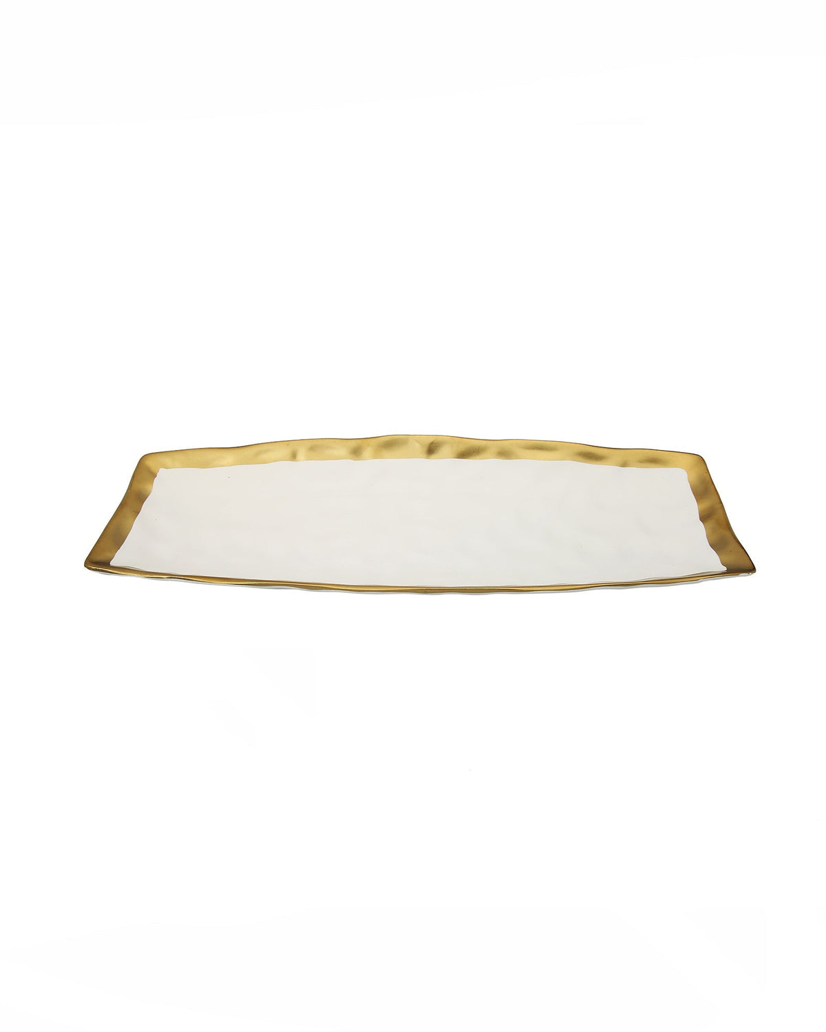 White Porcelain Oblong Tray with Gold Rim