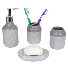 Load image into Gallery viewer, 4 Piece Bath Accessory Set, Crackle Grey
