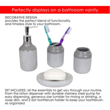 Load image into Gallery viewer, 4 Piece Bath Accessory Set, Crackle Grey
