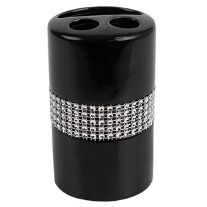 4 Piece Bath Set Sequin Black