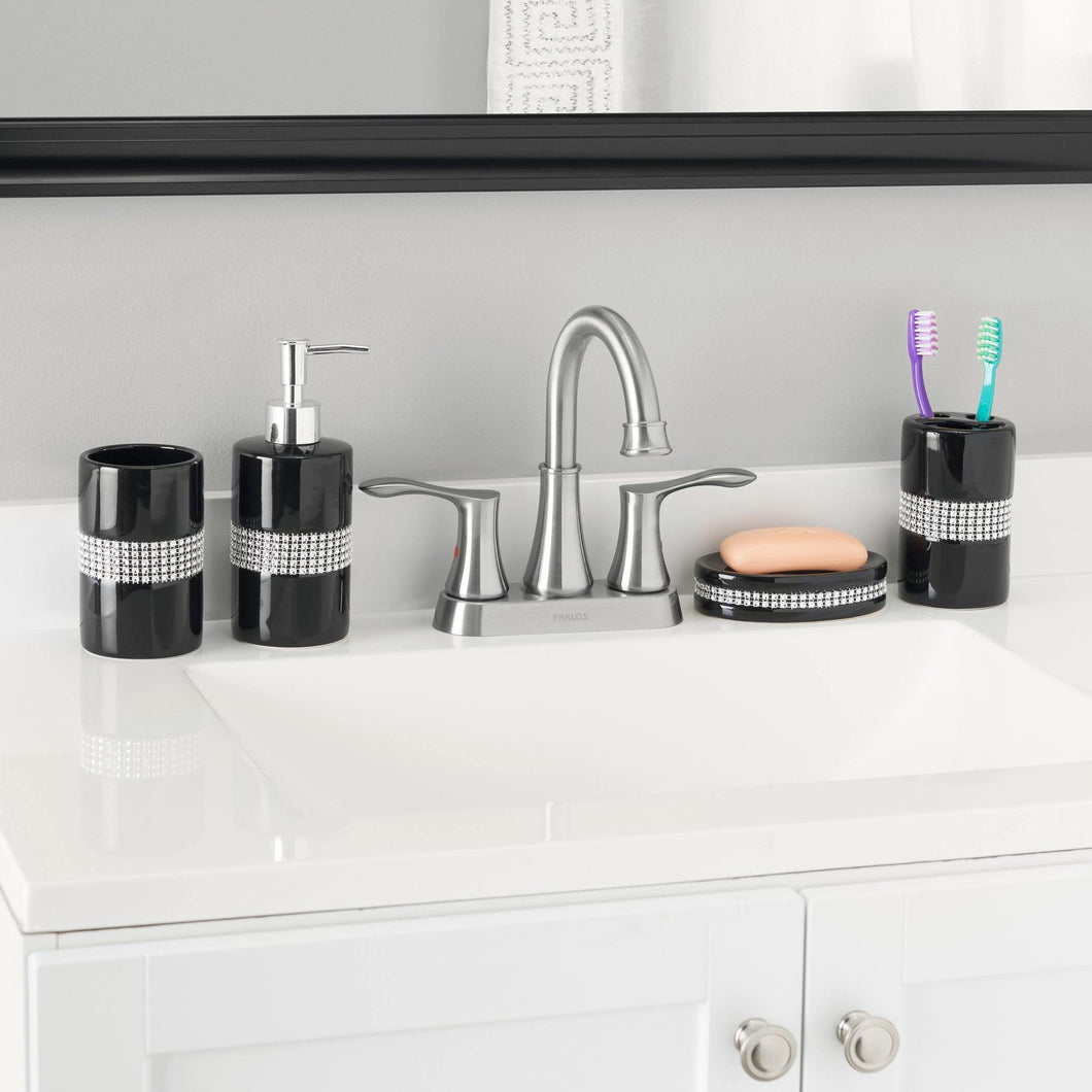 4 Piece Bath Set Sequin Black