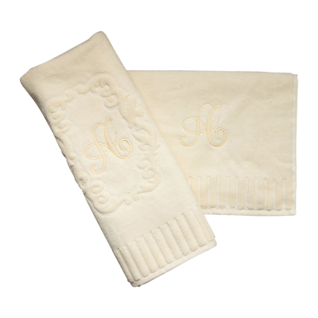 Cream Velvet Hand Towels