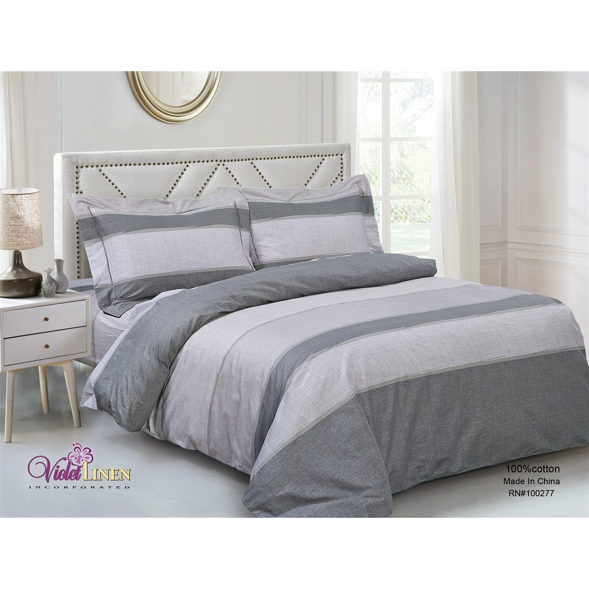 French Beige Grey Stripe