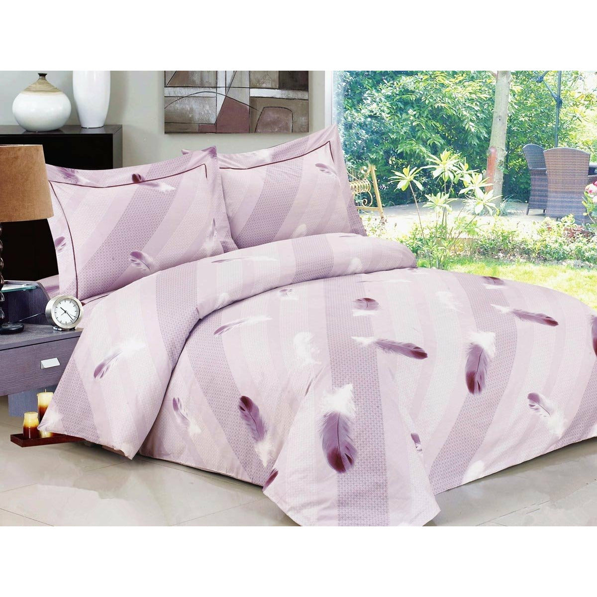 Purple Feathers Duvet Cover Bedding Set