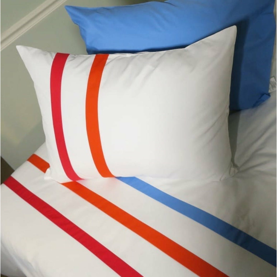 White Pincord with Blue, Orange and Red Accents