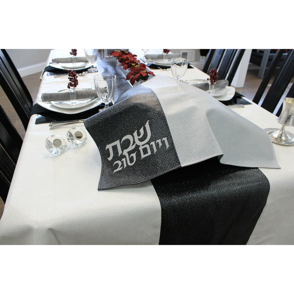 Black and Silver Glitter Weave Vertical Challah Cover