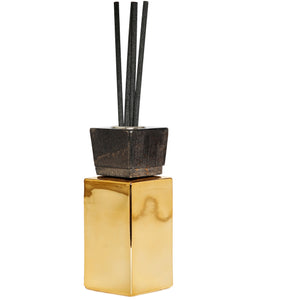 Gold Bottle/Black Cap/White Flower