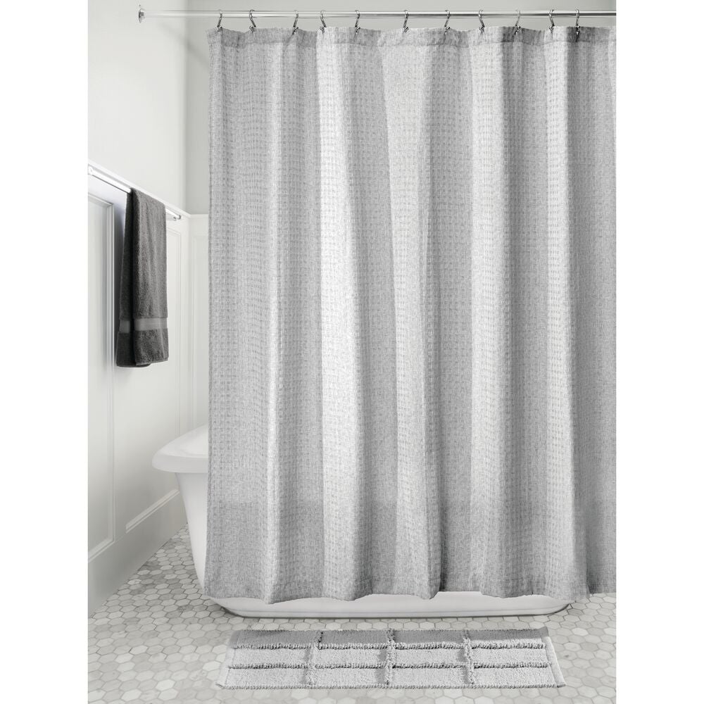 Waffle Shower Curtain, Heathered Grey