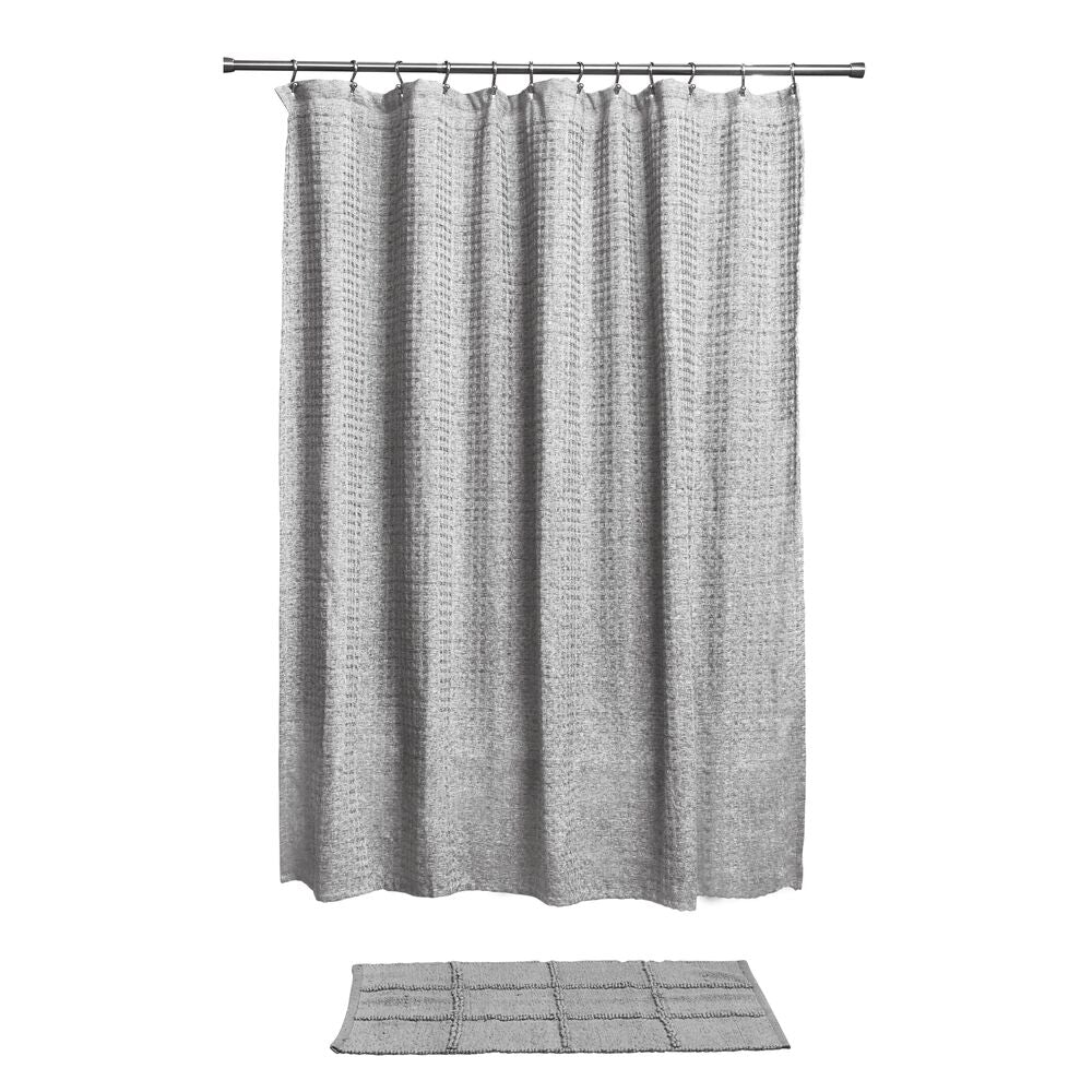 Waffle Shower Curtain, Heathered Grey