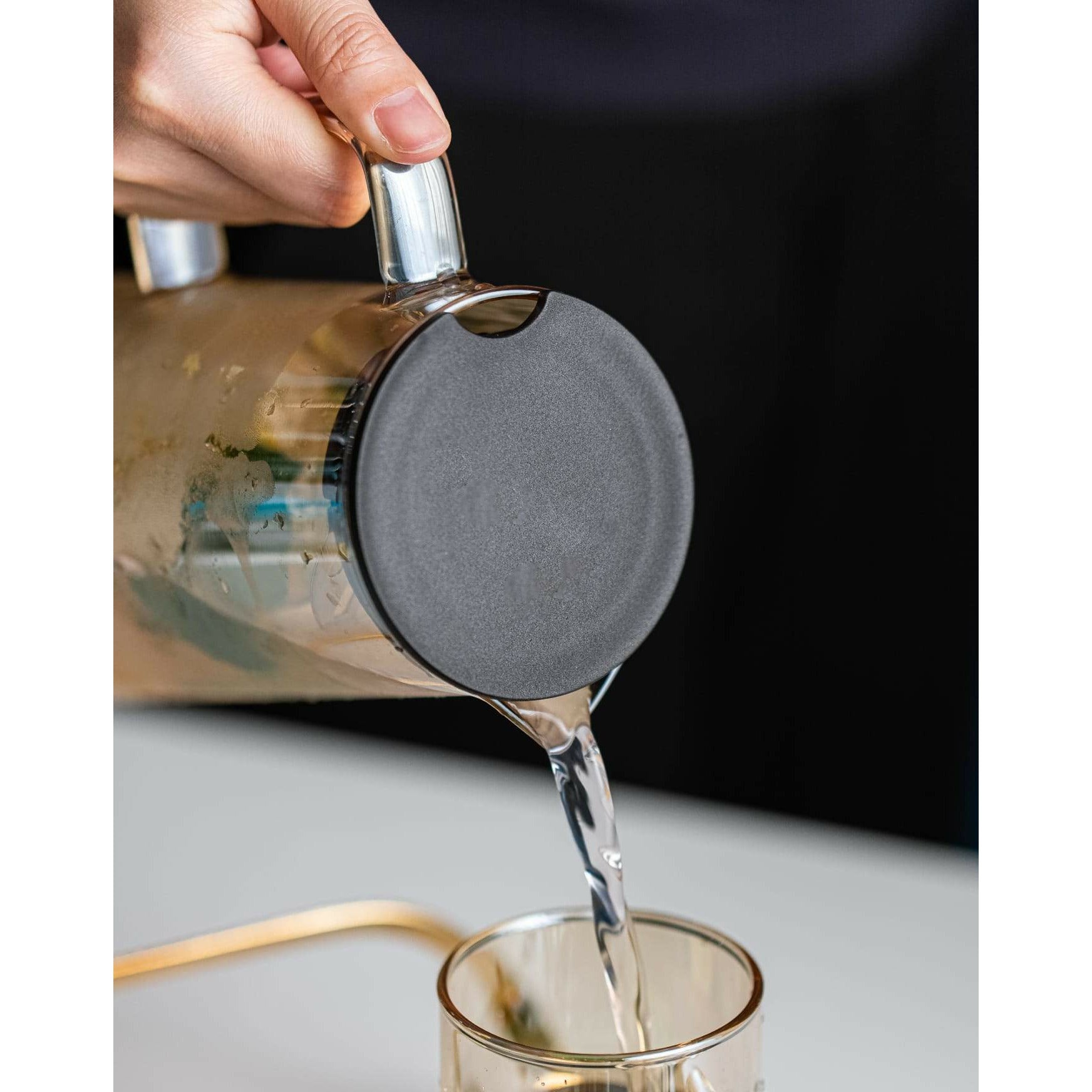 Amber Colored Decanter, Black Top