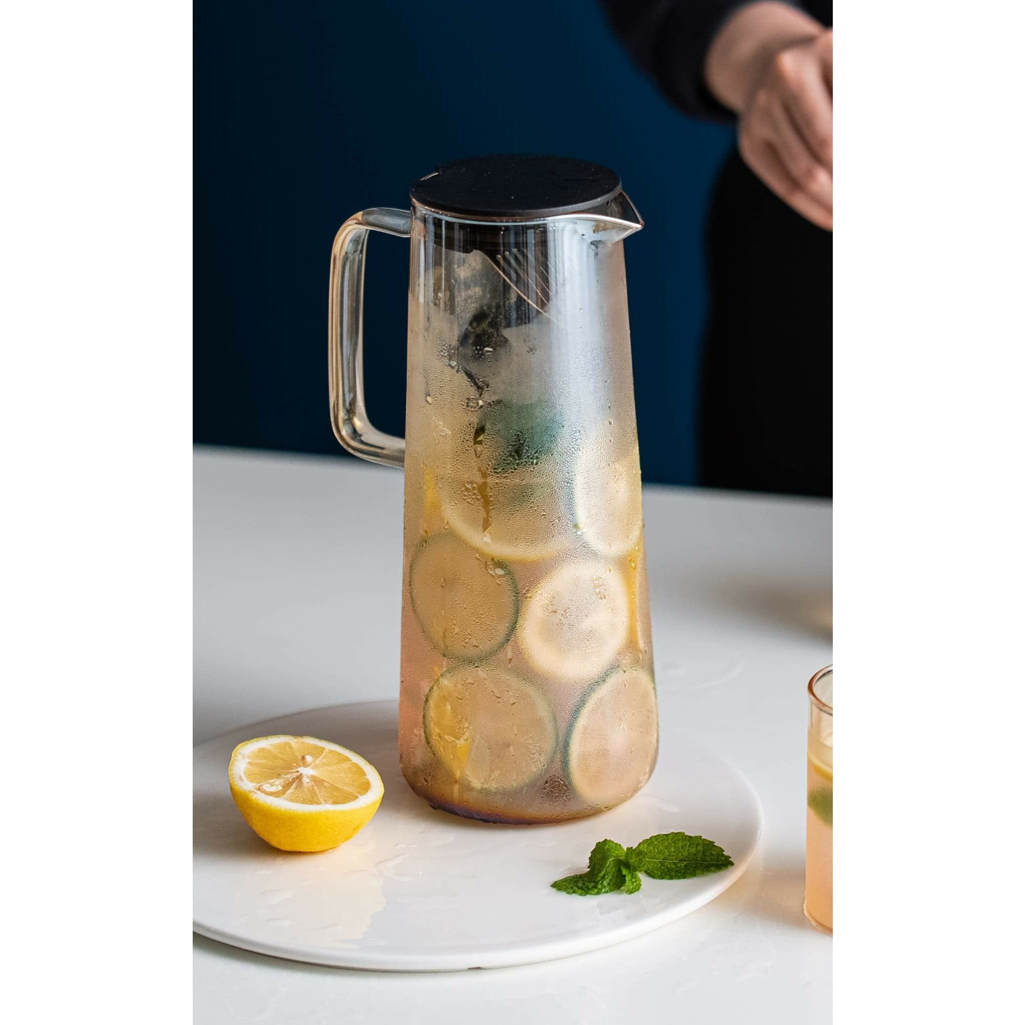 Amber Colored Decanter, Black Top